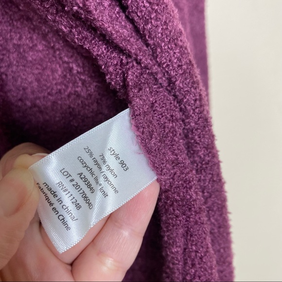 Barefoot Dreams CozyChic Lite Knit Island Wrap Open Front Burgundy Plus Size 2X - Picture 12 of 15